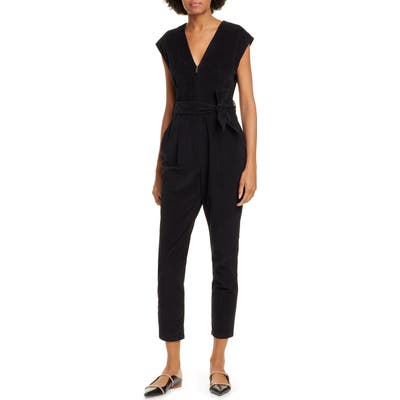 La Vie Rebecca Taylor Sleeveless Stretch Velveteen Jumpsuit, Black