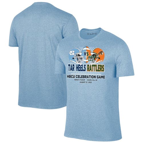Men's Original Retro Brand Carolina Blue North Carolina Tar Heels vs. Florida A & M Rattlers 2022 HBCU Celebration Game T-Shirt in Light Blue at