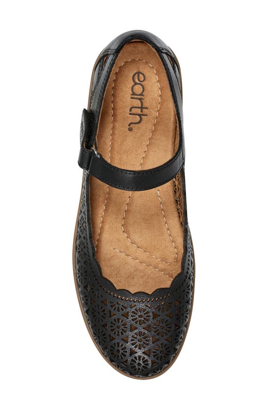 Earth Women's Lady Perforated Mary Jane Flats In Black
