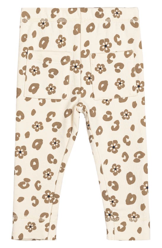 Miles The Label Babies' Floral Stretch Organic Cotton Pocket Leggings In Beige
