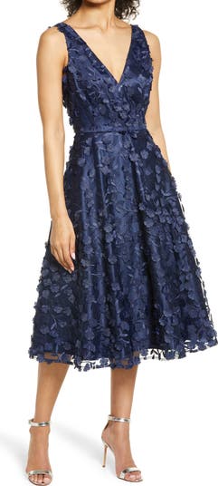 Eliza J 3D Applique Fit Flare Cocktail Dress Nordstrom