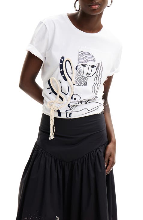 Tristan Embellished Cotton Graphic T-Shirt