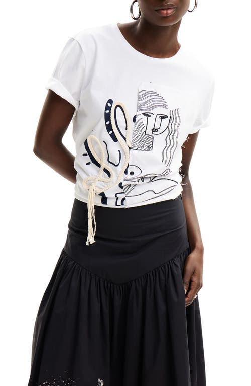 Tristan Embellished Cotton Graphic T-Shirt in White