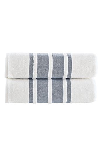 Shop Brooks Brothers Contrast Boarder 2-piece Towel Set In Navy