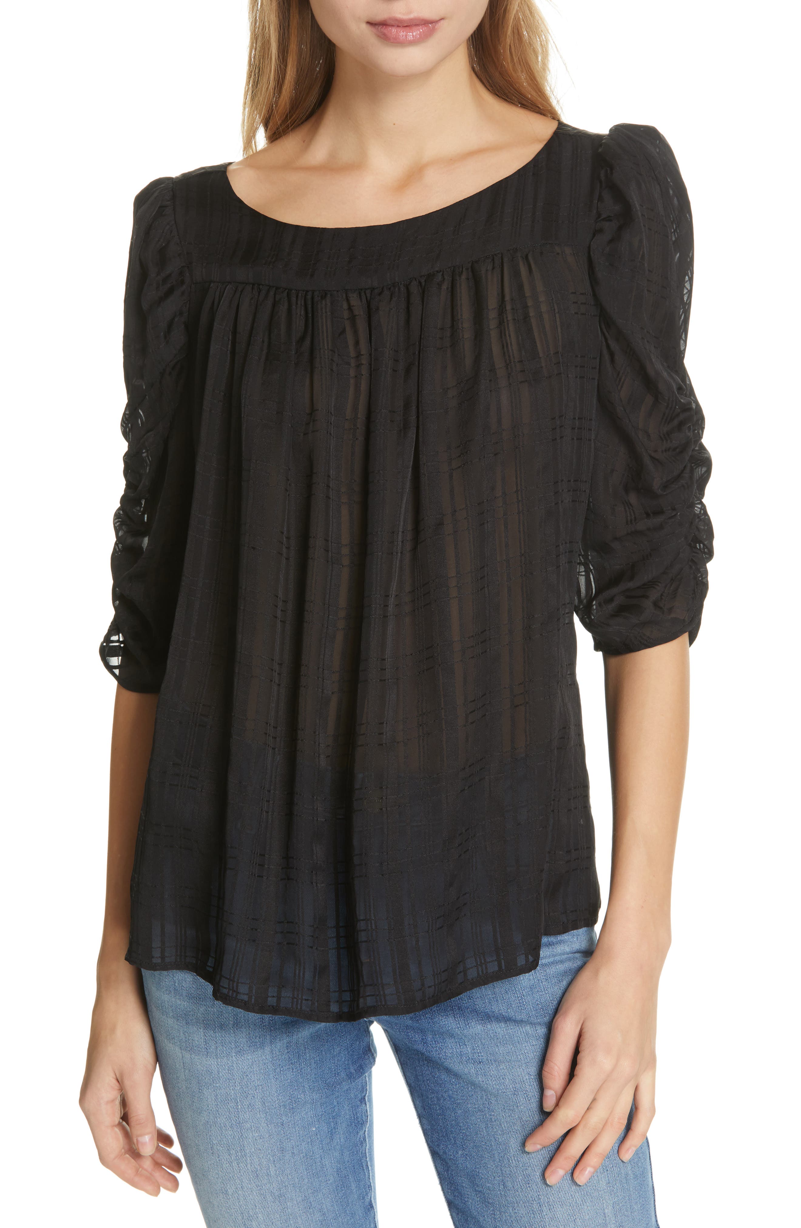 FRAME Kate Shirred Sheer Silk Top Nordstrom
