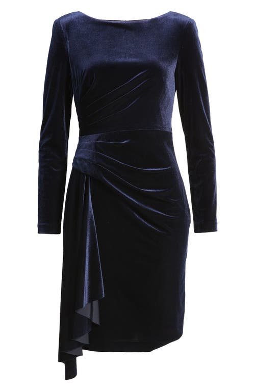 Eliza J Three-quarter Sleeve Velvet Cocktail Dress In Navy