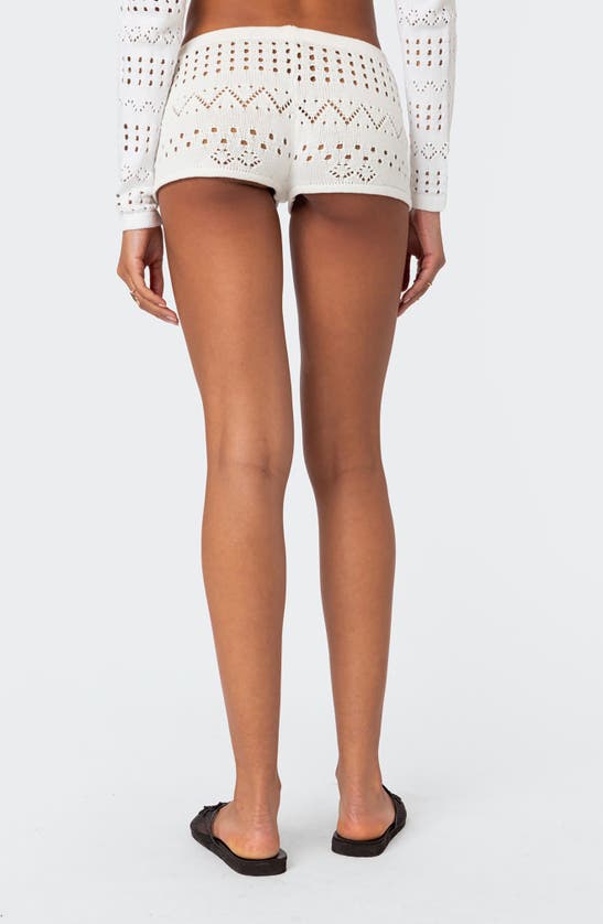 Shop Edikted Betsy Drawstring Knit Cover-up Shorts In White