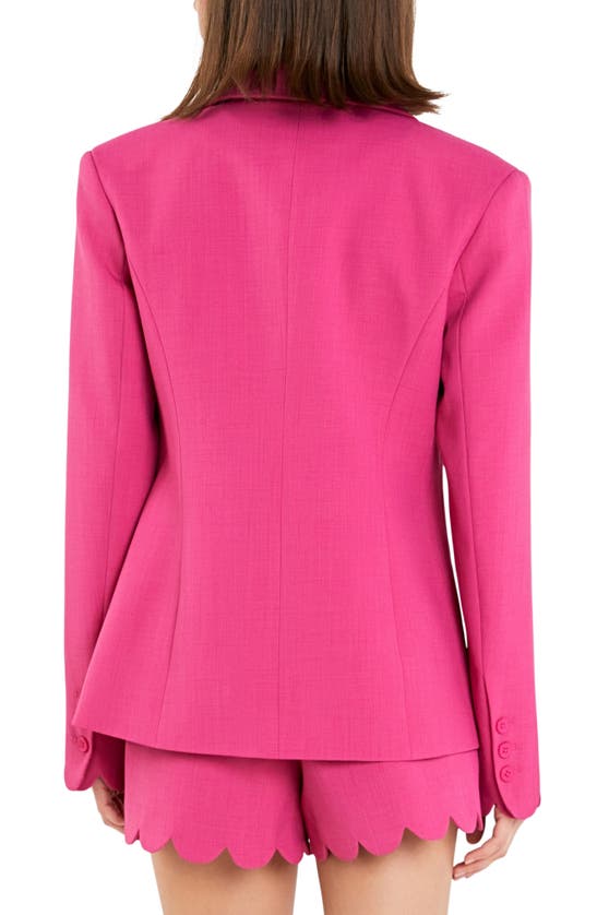 Shop English Factory Scallop Single Button Blazer In Fuchsia