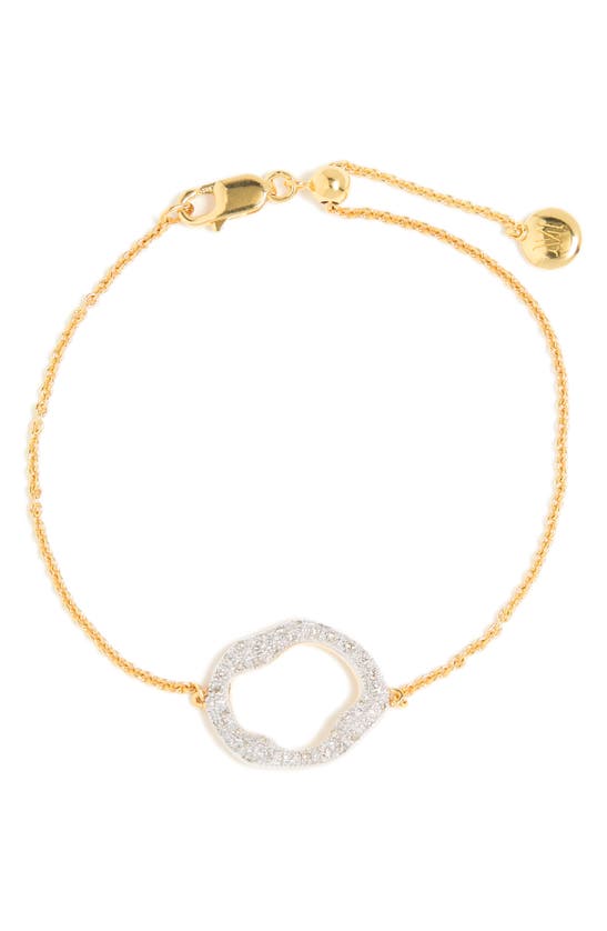 Shop Monica Vinader 18k Gold Plated Riva Diamond Circle Chain Bracelet In Yellow Gold
