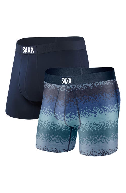 SAXX Ultra Super Soft 2-Pack Relaxed Fit Boxer Briefs in Tech Rec Stripe/Navy