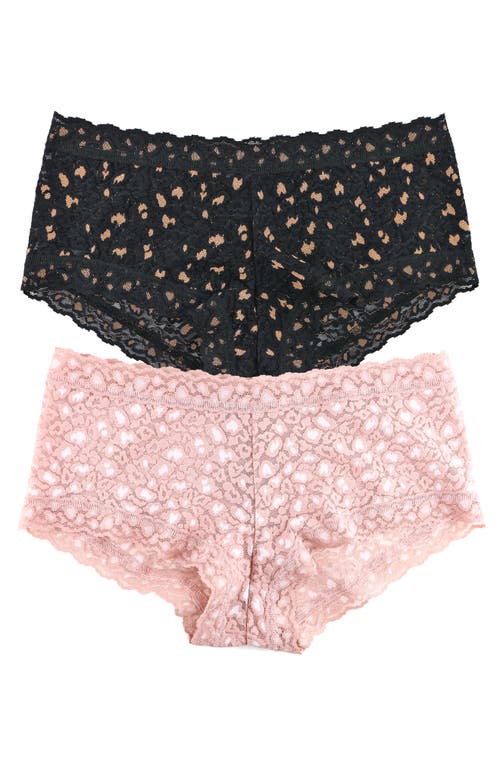 Shop Hanky Panky 2-pack X-dye Animal Print Boyshorts In Black/pink