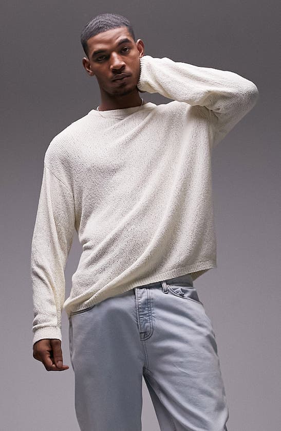 Shop Topman Crewneck Cotton Blend Sweater In Stone