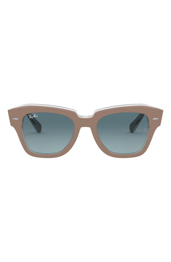 Ray Ban State Street 49mm Gradient Square Sunglasses In Beige/ Blue Gradient Grey