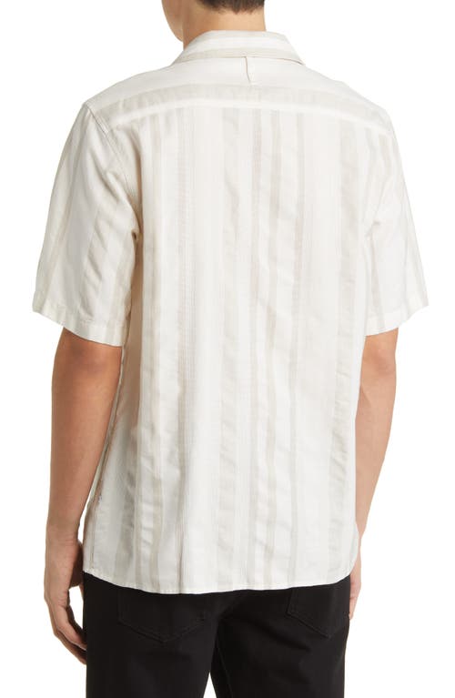 Shop Nn07 Julio 5412 Stripe Short Sleeve Button-up Camp Shirt In Khaki Stripe