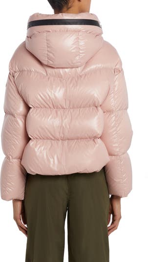 Pink moncler best sale jacket with fur