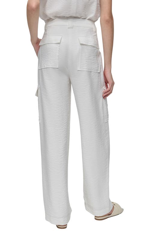 Shop Dkny Crinkle Cargo Pants In White