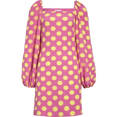 Stine Goya Will Polka Dot Long Sleeve Minidress, Pink