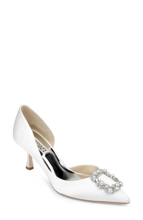 Fabia Embellished Pointed Toe Pump in Soft White