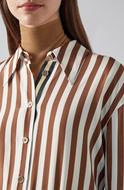 Shop Lk Bennett Blythe Stripe Button-up Shirt In Brown Multi