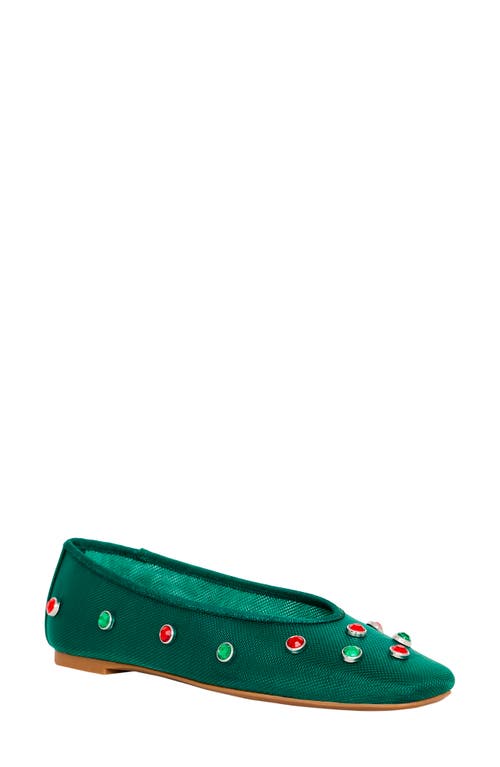 Shop Katy Perry The Evie High Crystal Ballet Flat In Holiday Green