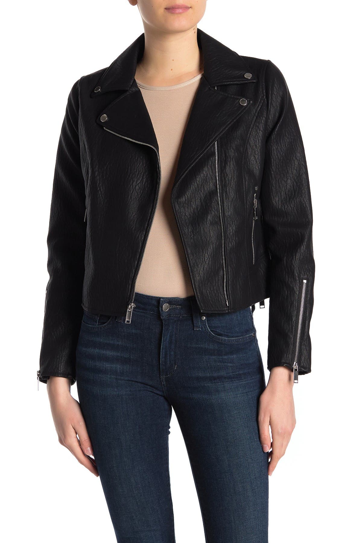 French Connection Faux Leather Jacket In Black | ModeSens