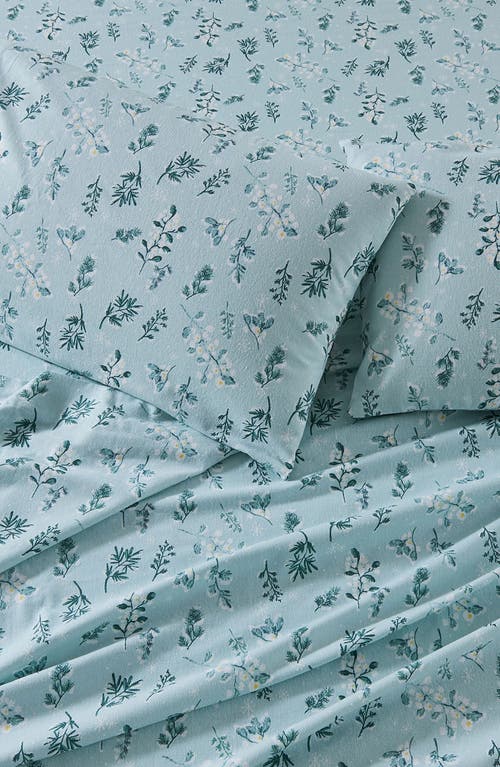 Woven & Weft Floral Print Cotton Flannel Sheet Set In Snowy Botanical