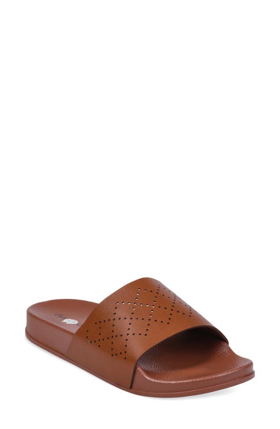 Shop Gaahuu Perforated Slide Sandal In Brown