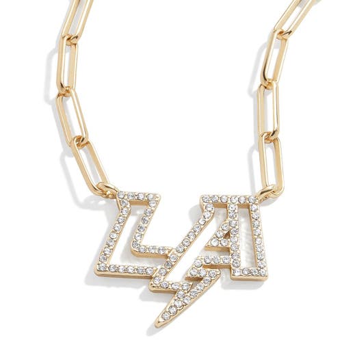 Women's BaubleBar Los Angeles Chargers Paperclip Chain Necklace in Gold