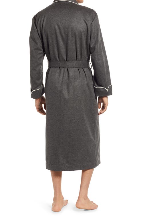 Shop Majestic International Woven Cashmere Robe In Fog W/cream Braid