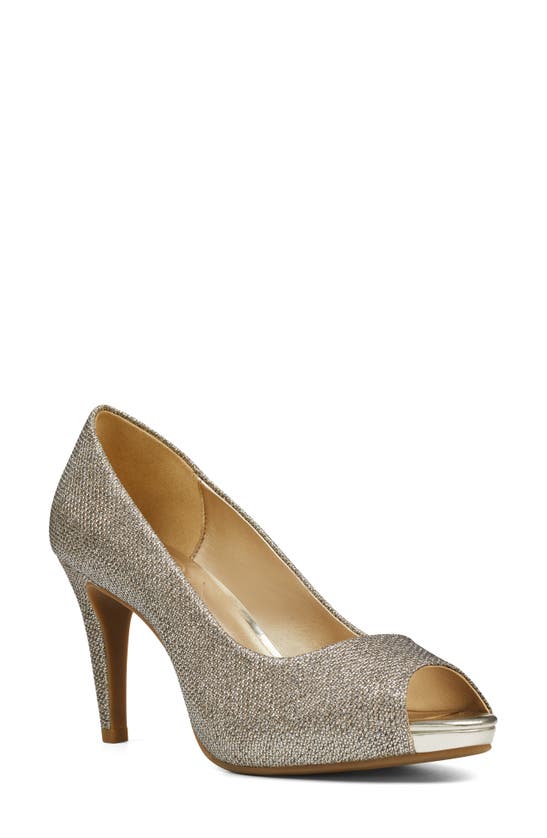 Shop Bandolino Rainaa Peep Toe Pump In Gold Glitter