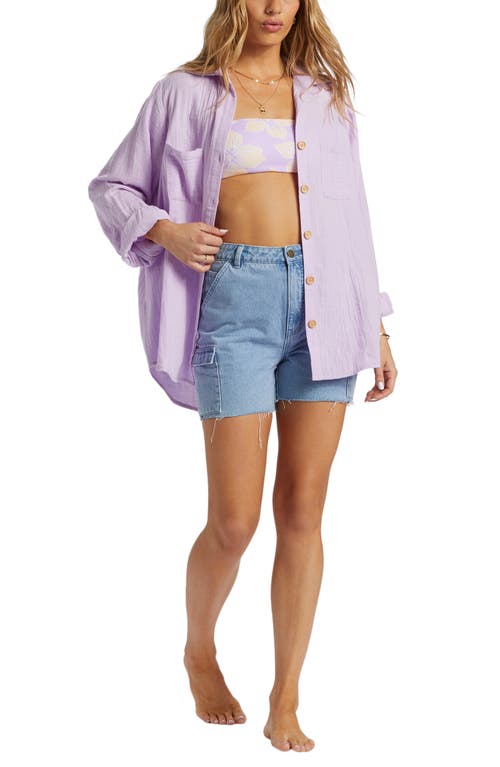 Shop Billabong Swell Gauze Button-up Shirt In Tulip