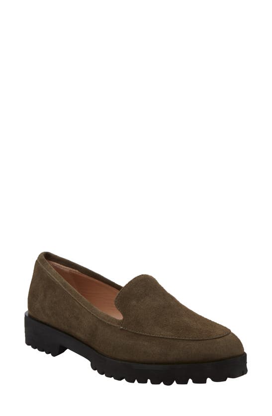 Andrea Carrano Suede Loafer In Military Green Suede