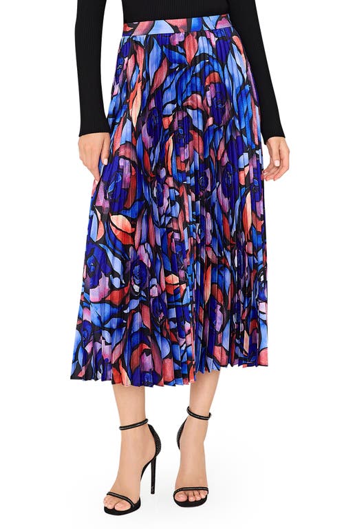 Shop Milly Otha Print Pleated Skirt In Dream Rose Blue