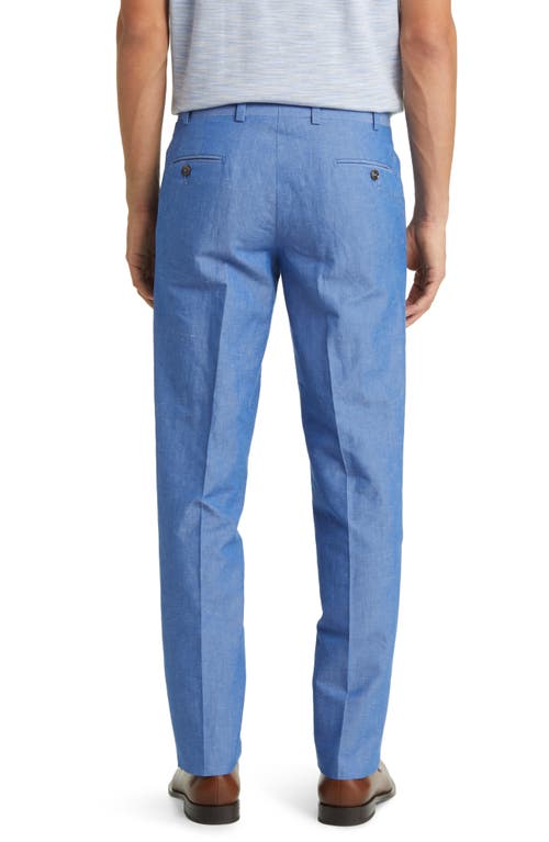 Ted Baker London Jerome Flat Front Linen & Cotton Slub Dress Pants In Light Blue