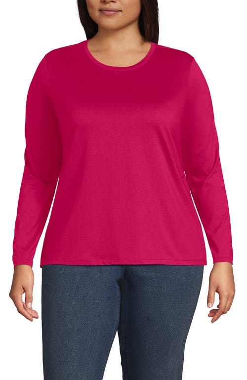 Shop Lands' End Plus Size Relaxed Supima Cotton Long Sleeve Crew Neck T-shirt In Spiced Rhubarb