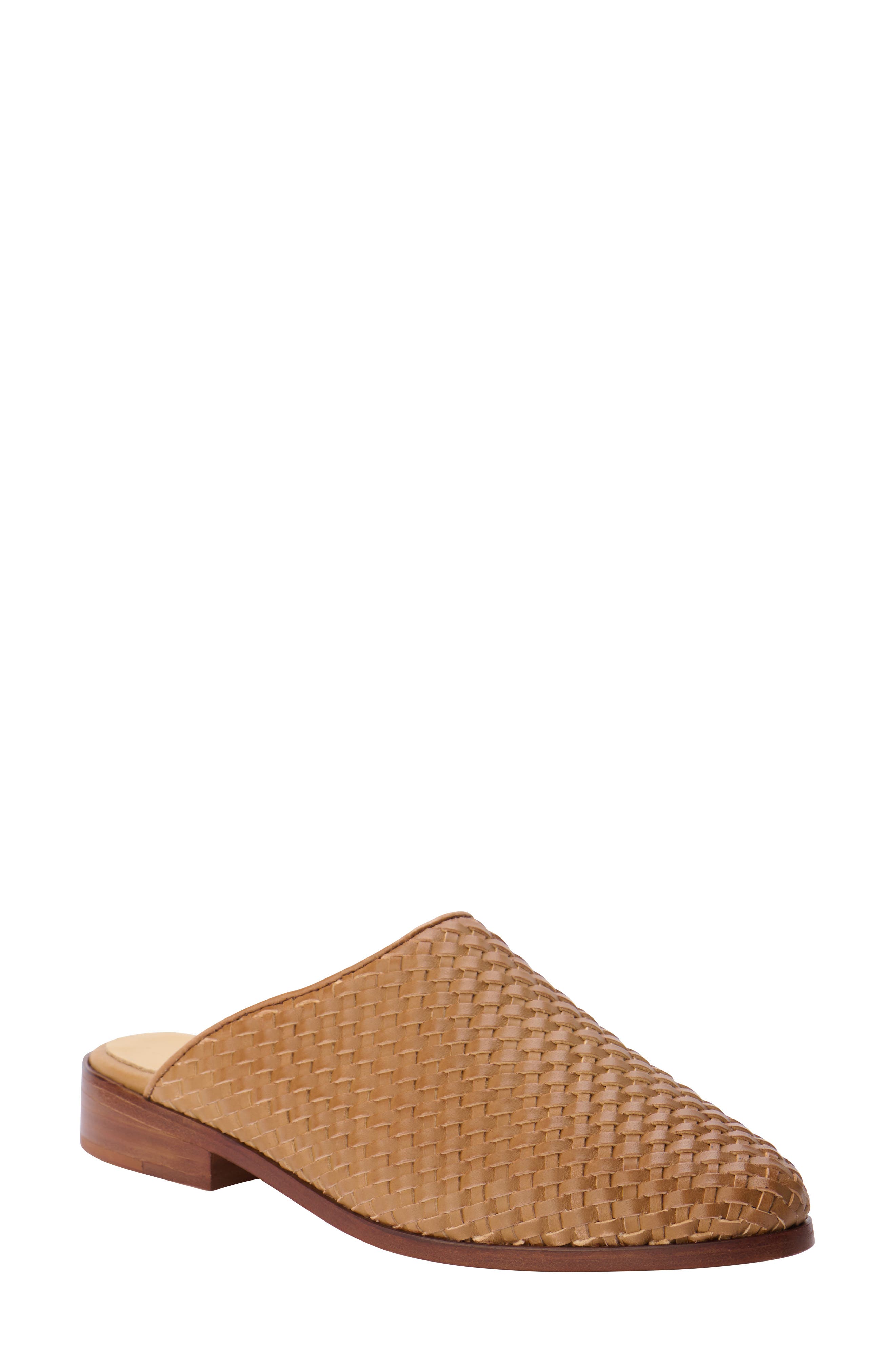 womens woven leather mules