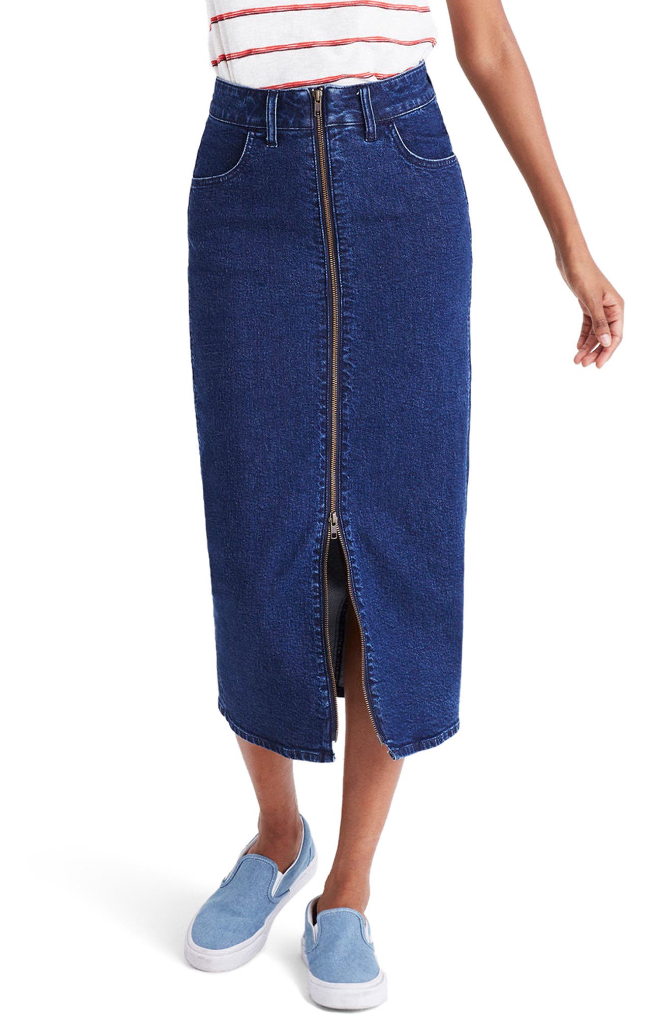 madewell denim midi skirt