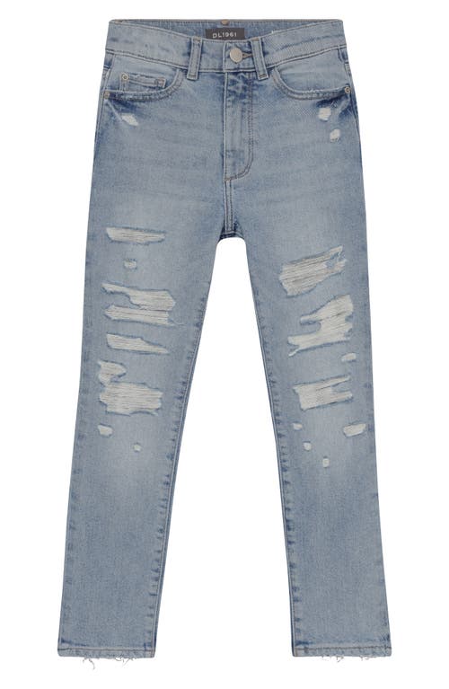 DL1961 Kids' Emie Ripped Straight Leg Jeans in Ice Distressed (Performance)