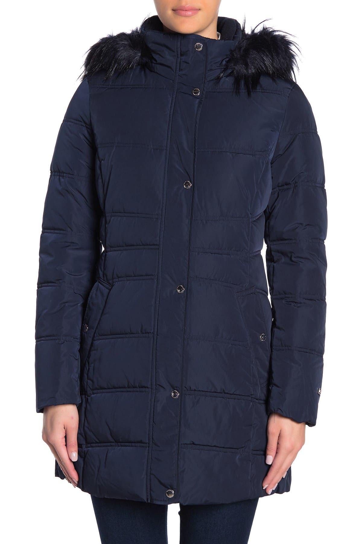 tommy jeans faux fur hood puffer coat