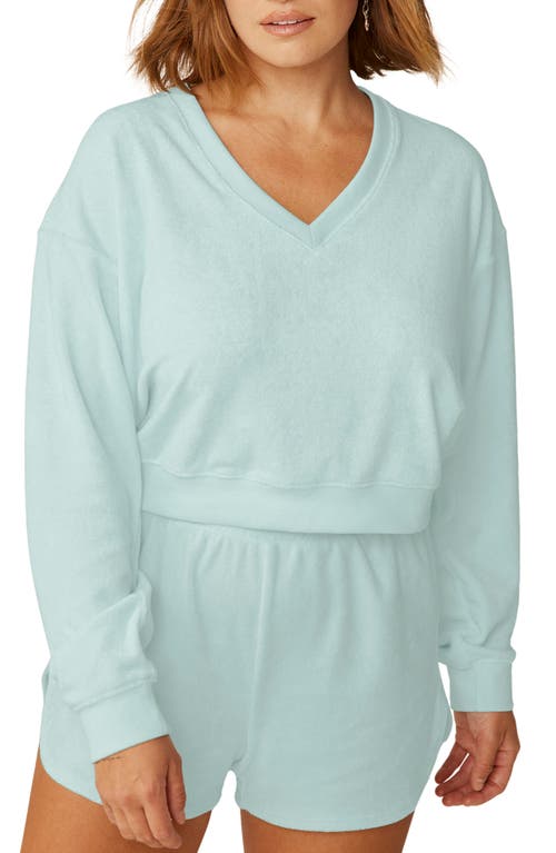 Shop Beyond Yoga Tropez Terry Cloth Sweatshirt In Tropical Waters