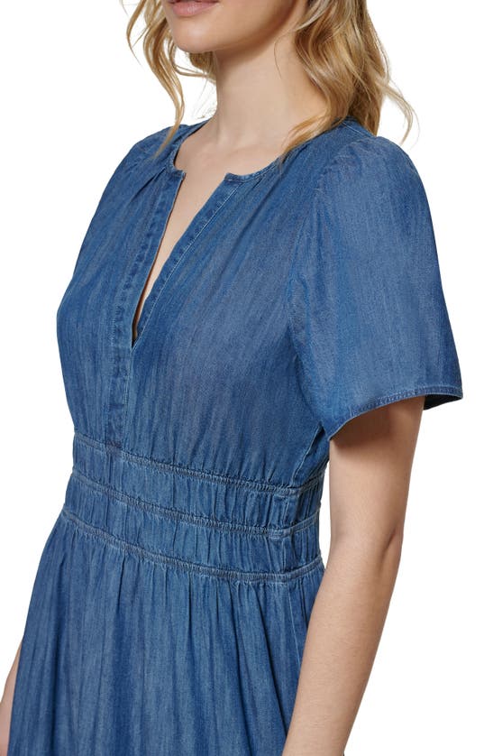 Tommy Hilfiger Chambray Short Sleeve Maxi Dress In Medium Benson