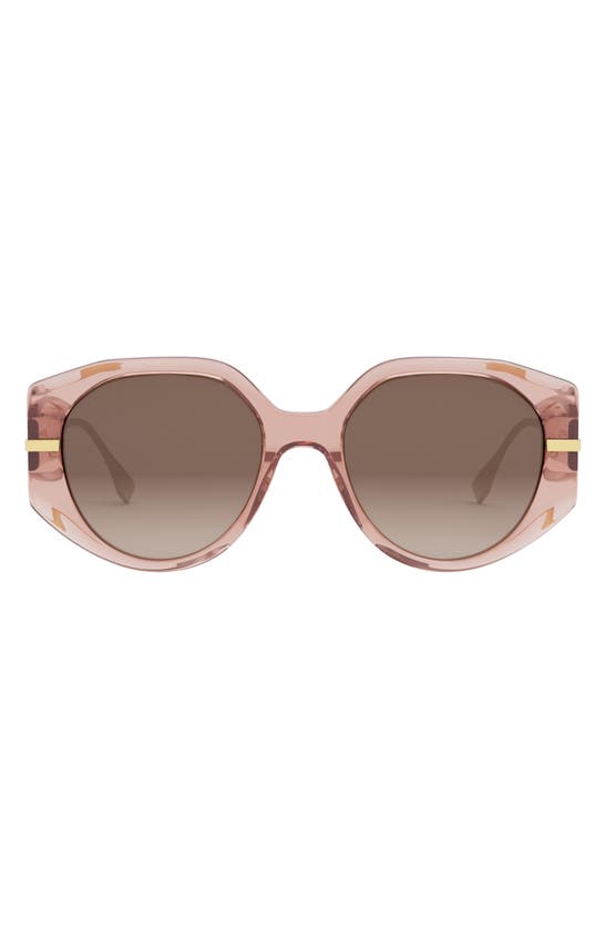 Fendi Graphy Round Acetate Sunglasses In Shiny Pink Gradie