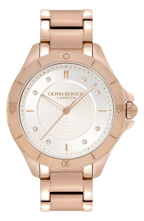 Olivia Burton Women's Sports Luxe Guilloche Carnation Gold-tone Steel Watch 36mm