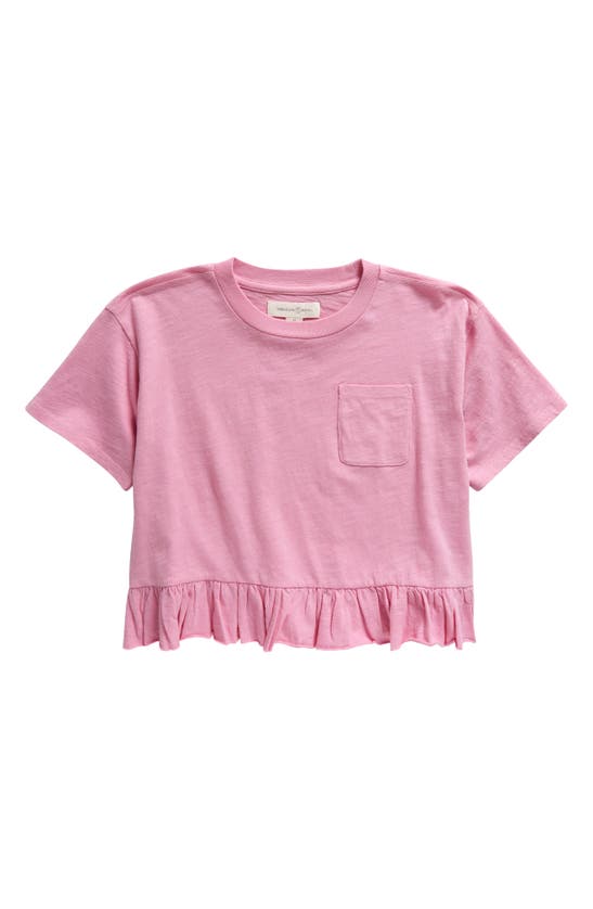 Treasure & Bond Kids' Ruffle Hem Cotton Crop T-shirt In Pink Moonlite