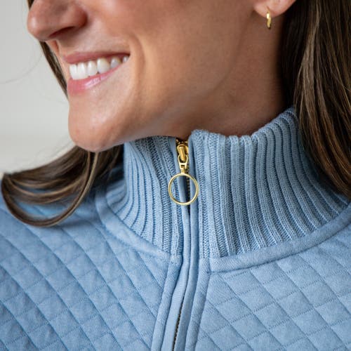 Hope & Henry Quilted Half Zip Pullover In Dusty Blue Quilted