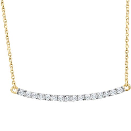 Bliss Diamond 1/3ct Diamond Bar Pendant 10k Gold Necklace Lab Grown 1 1/3" In 10k Yellow Gold