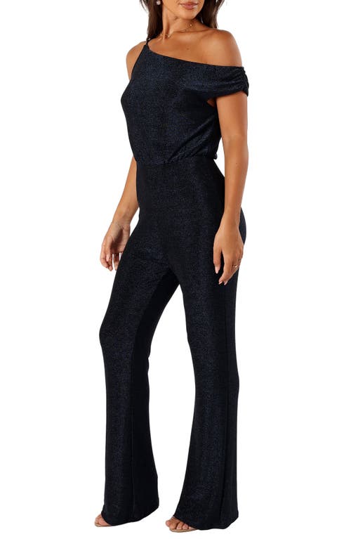 Petal And Pup Petal & Pup Heather Sparkle One-shoulder Jumpsuit In Black