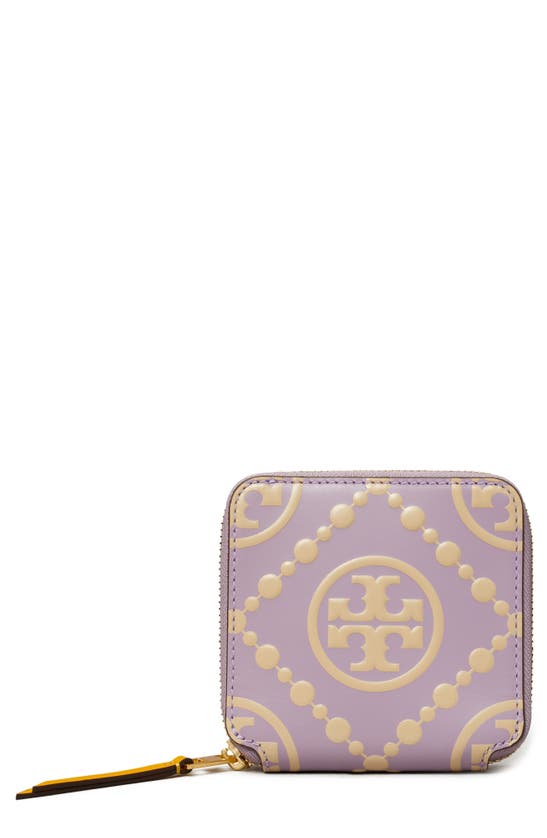 Tory Burch T Monogram Embossed Leather Bifold Wallet In Pink