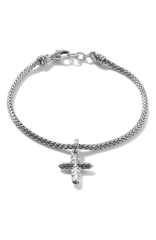 Classic Chain Cross Charm Bracelet in Silver