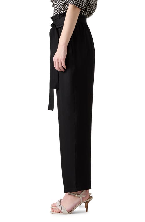 Shop Lk Bennett Coco Tie Waist Satin Crepe Straight Leg Pants In Black